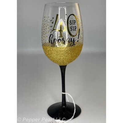 Sip Sip Wine Glass Anniversary 40 Years of Cheers 