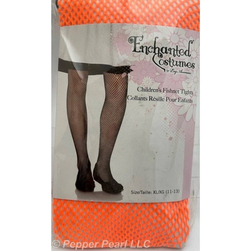 Fishnet Tights Neon Orange Child Junior Size XL