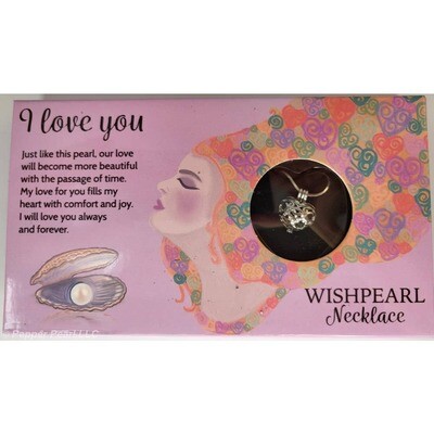 WishPearl Necklace Oyster Cage Pendant Chain Heart I Love You