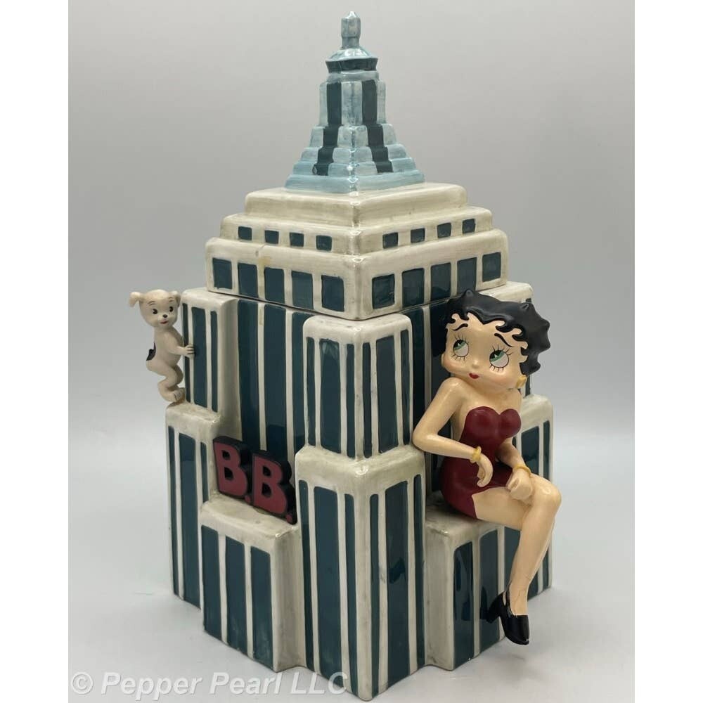 Betty Boop Skyscraper Ceramic Cookie Jar Vandor 1998 King Features Syndicate