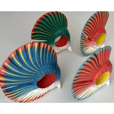 Tropical Fish Napkin Rings, Set of 4, Colorful Wood, Big 5 Inch