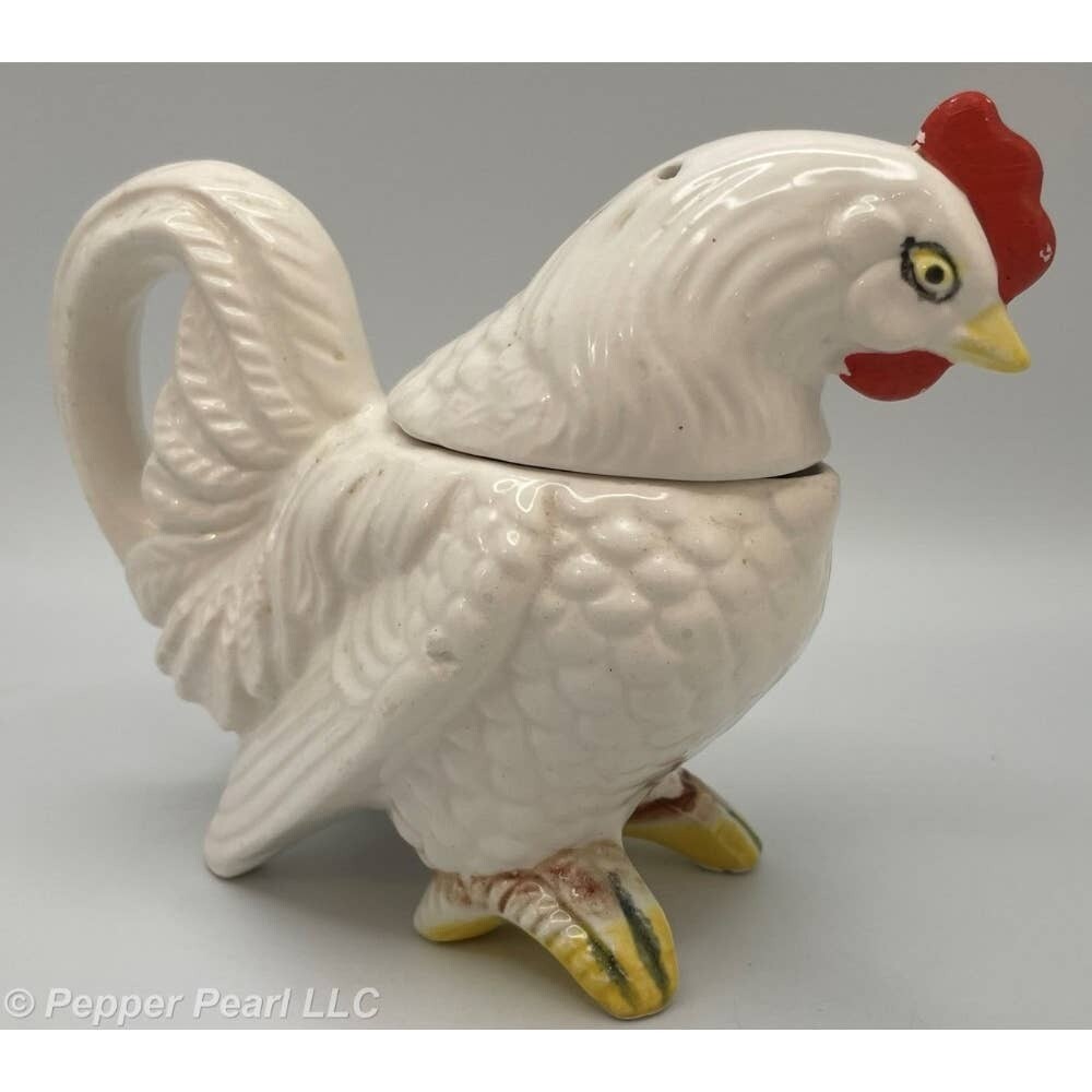 Rooster Ceramic Pepper Shaker Salt Cellar Sugar Cream Pitcher Vintage Unmarked