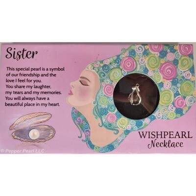 Wish Pearl Necklace Oyster Cage Pendant Chain Sister
