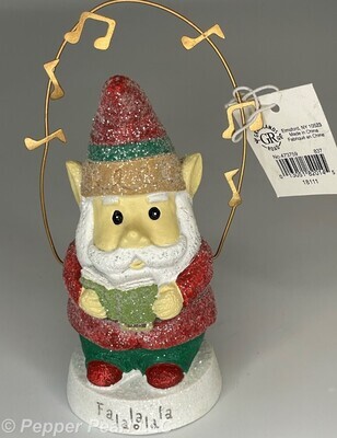 Mini Gnome Christmas Figurine Fa La La La La Glitter Book Musical Note Arch