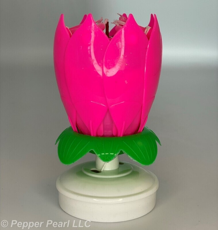 Lotus Birthday Cake Blossom 8 Candles Plays Song 4 Pieces