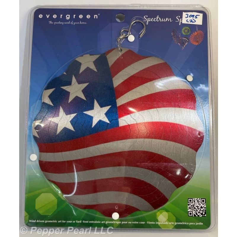 Spectrum Spinner Yard Ornament Stars and Stripes Red White Blue Patriotic Hanger