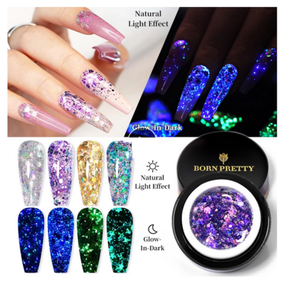 Dior&#39;e Glitter Sequins Gel Nail Polish Glow In The Dark Shining Soak Off UV Gel Polish Long-Lasting Nail Art Hybrid Varnish