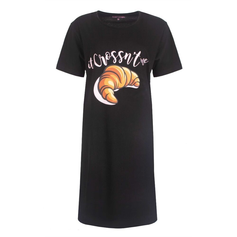 Temptation big-shirt 1322A croissant Zwart combinatie