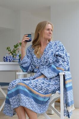 ZusenZomer-badjas - long Blauw combinatie