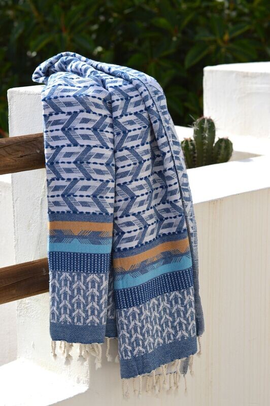 ZusenZomer-hamamdoek ESLA - Blauw combinatie
