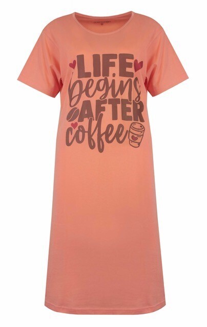 Temptation big-shirt &quot; Life begins after coffee&quot; - Koraal