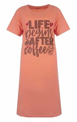 Temptation big-shirt &quot; Life begins after coffee&quot; - Koraal