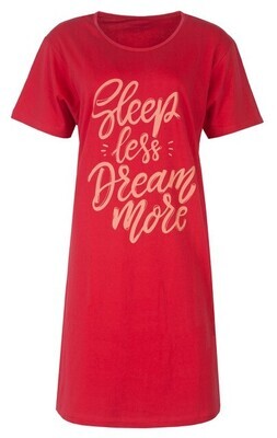 Temptation big-shirt &quot;Sleep less dream more&quot; - Rood