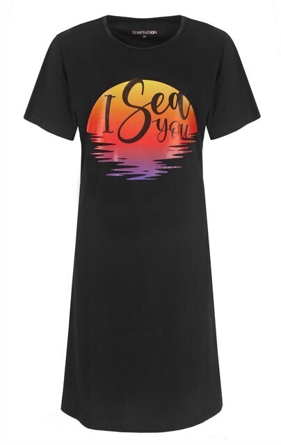 Temptation big-shirt &quot;I sea You&quot;- Zwart
