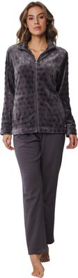 Pastunette grijs, warm, flanel-fleece lounge-huispak