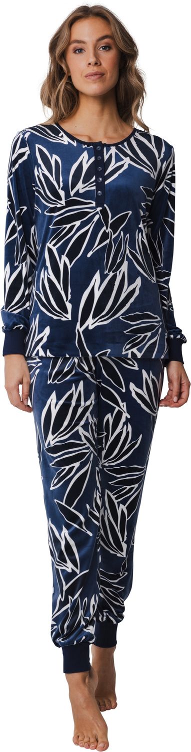 Pastunette Velours Lounge Pyjama - Blauw combinatie