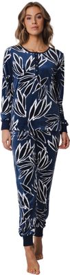 Pastunette Velours Lounge Pyjama - Blauw combinatie