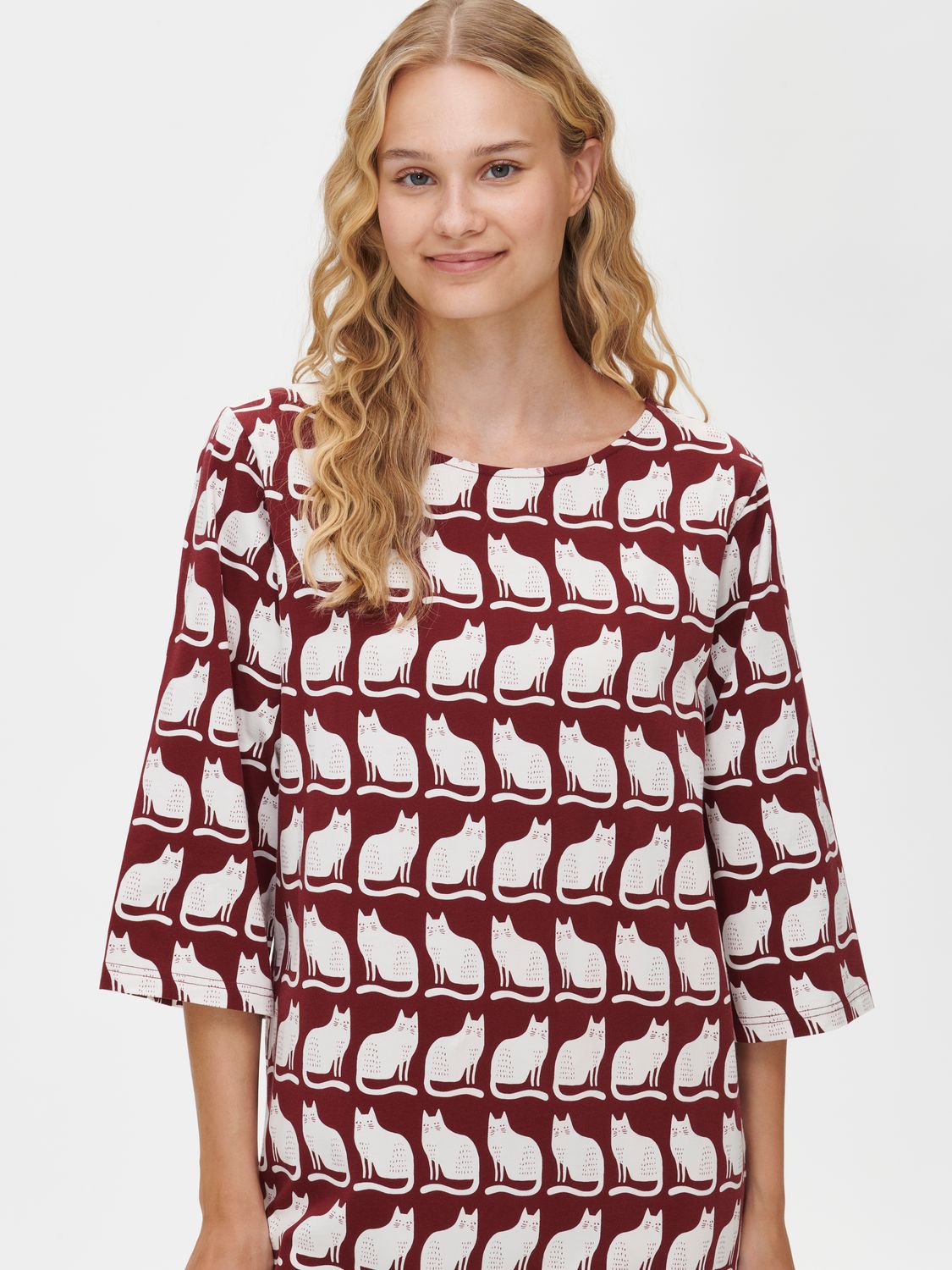 Nanso nachthemd- bordeaux combinatie