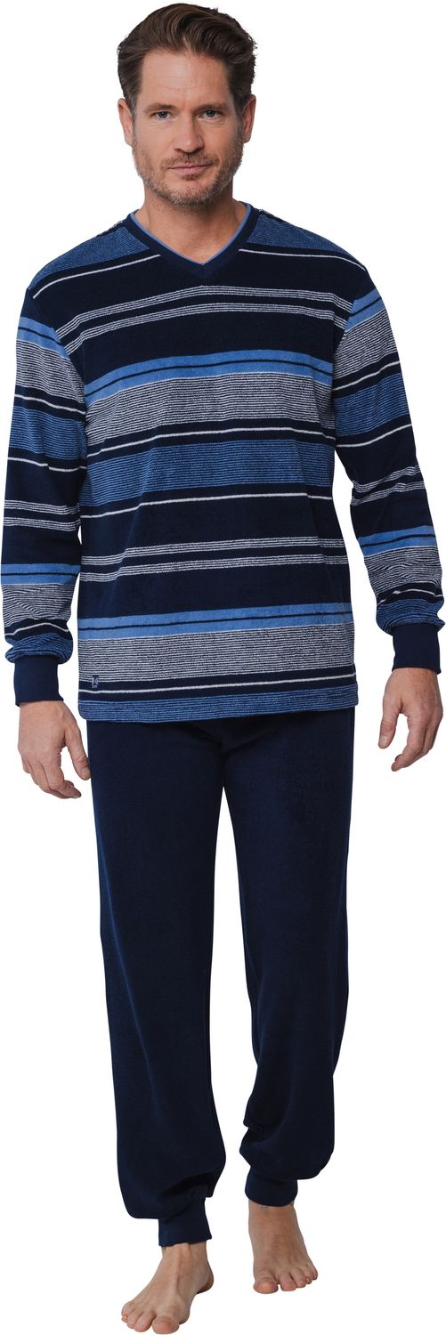 Pastunette heren pyjama badstof  - Blauw combinatie