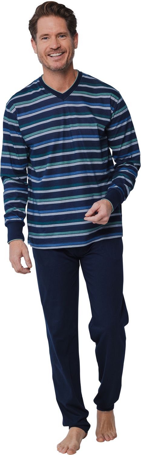 Pastunette heren pyjama - Blauw combinatie
