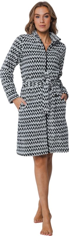 Pastunette badjas met rits - Zwart combinatie