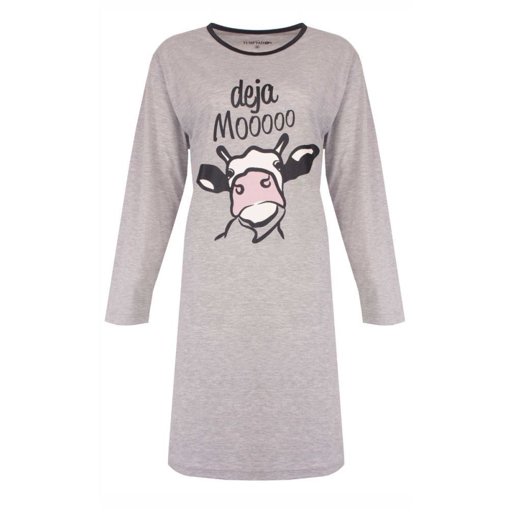 Temptation big-shirt Deja Mooo - Grijs