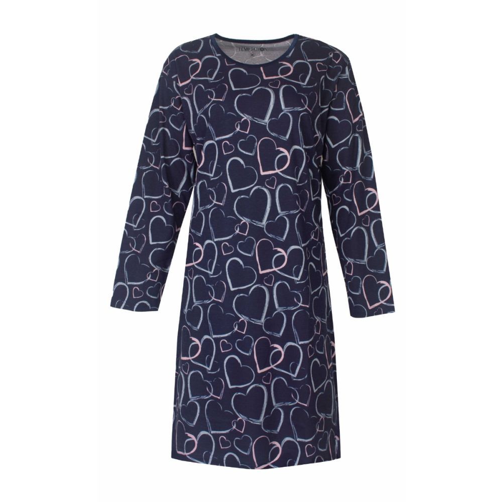 Temptation big-shirt hearts - Marine combinatie