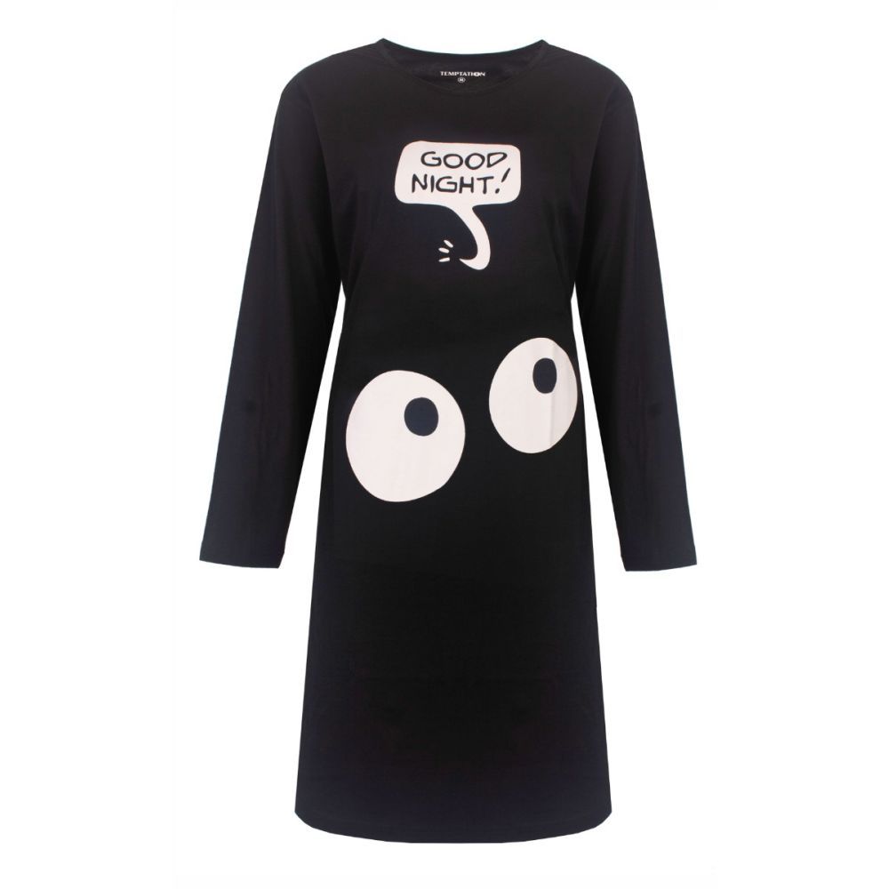 Temptation big-shirt Good Night - Zwart