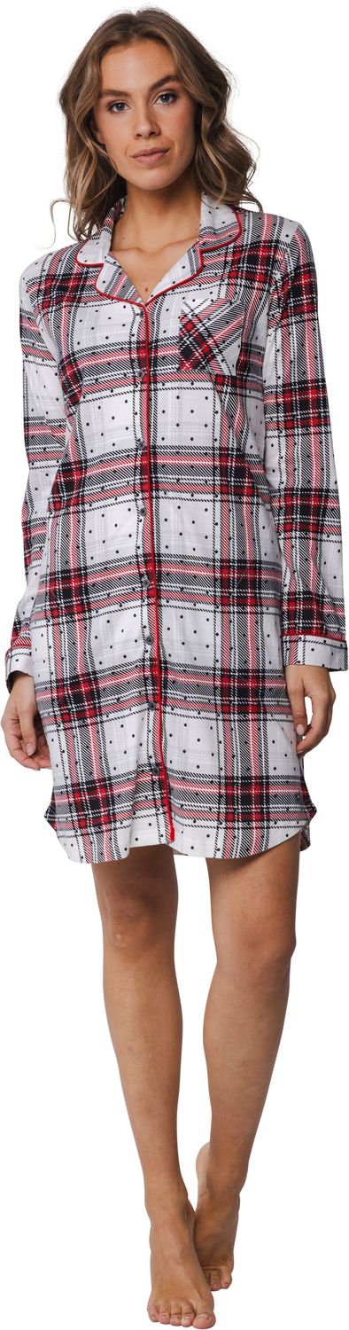 Rebelle nachthemd doorknoop - Rood  combinatie