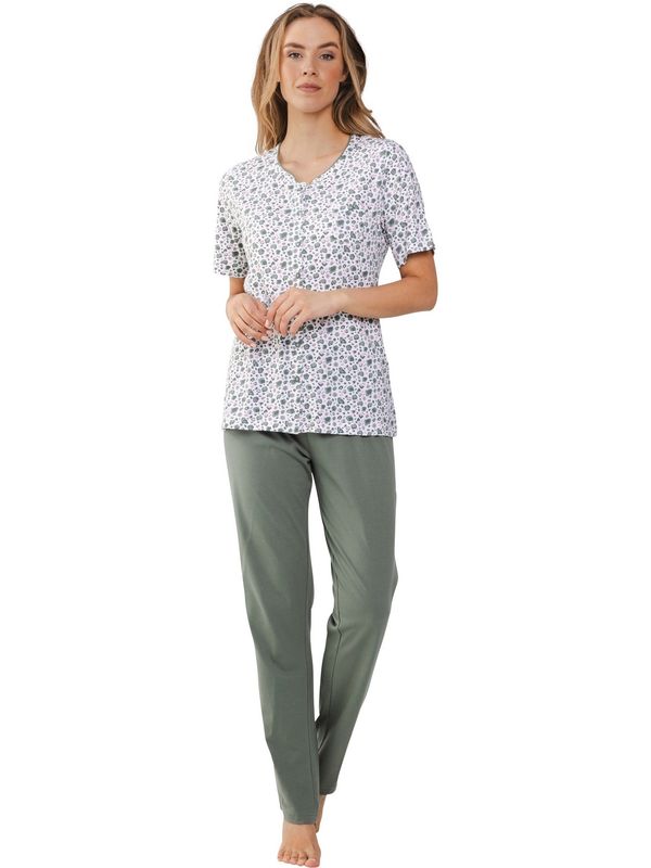Pastunette doorknoop pyjama - Groen combinatie