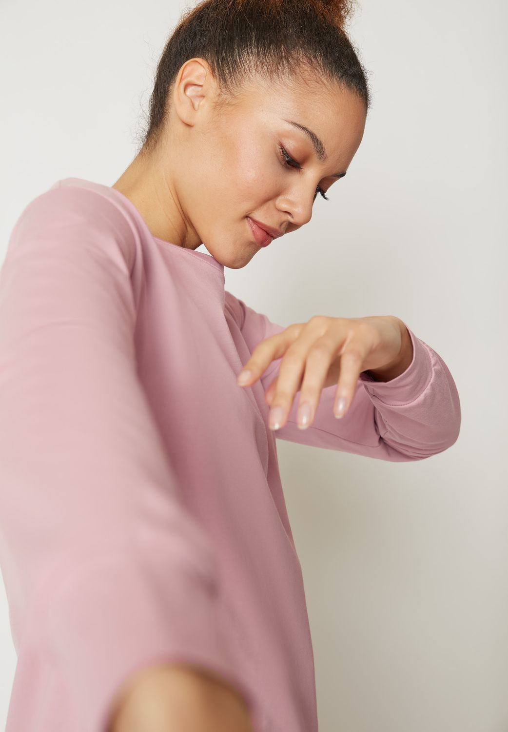 Skiny t-shirt lange mouw- Oud roze