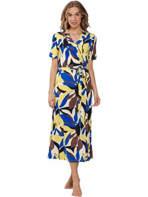Pastunette lange jurk - Blauw combinatie