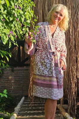 ZusenZomer-badjas - short Bordo combinatie