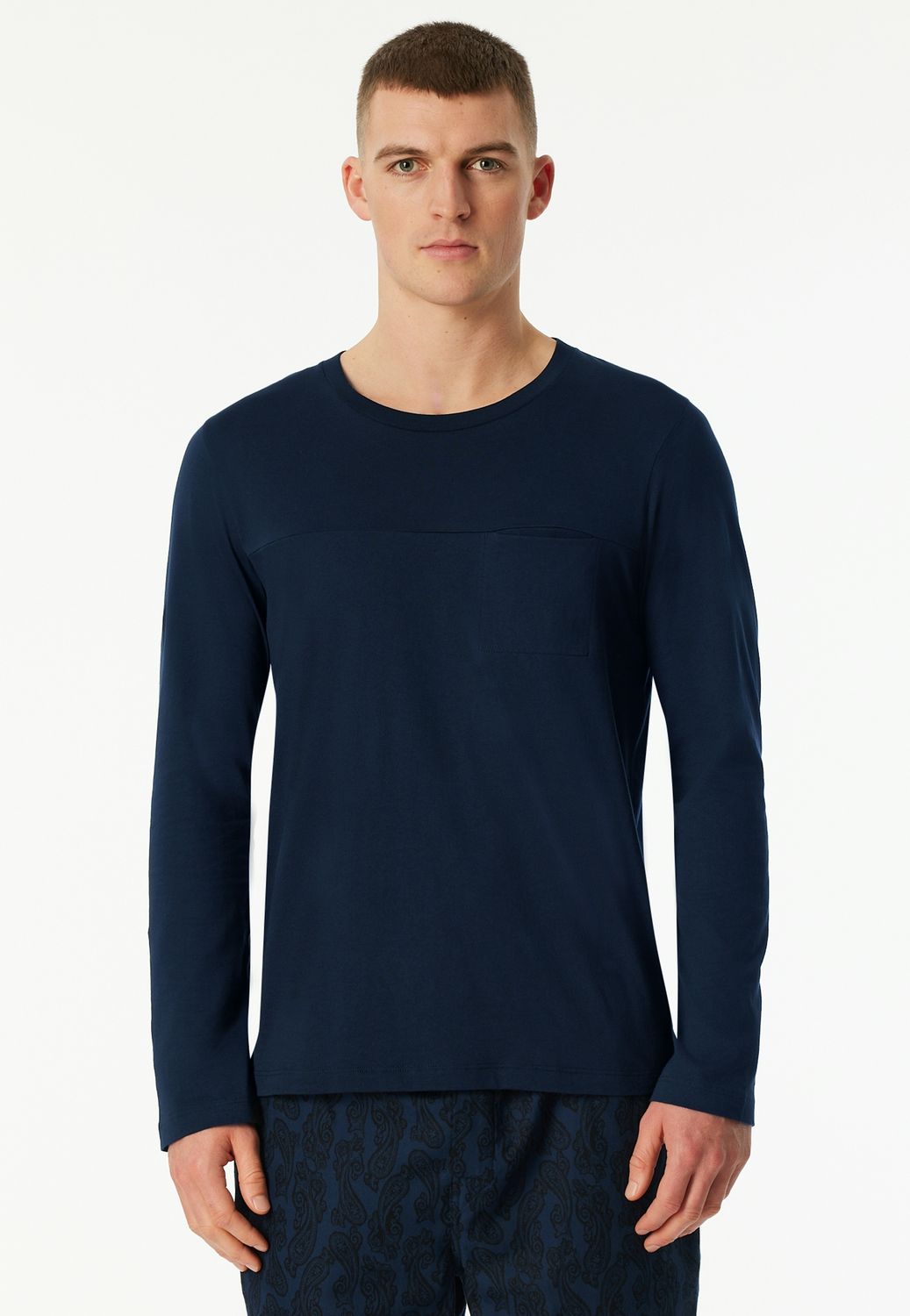 Schiesser tshirt lange mouw - navy
