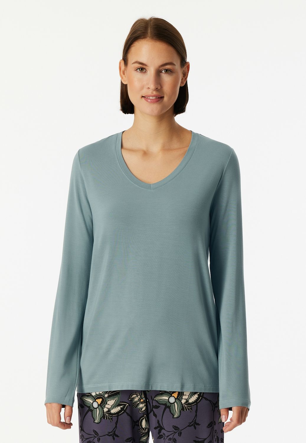 Schiesser t-shirt lange mouw - petrol