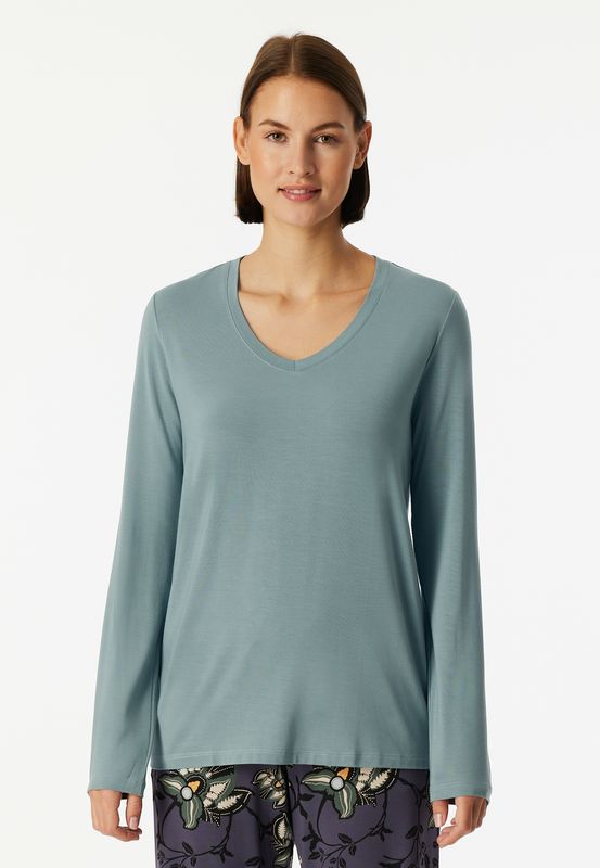 Schiesser t-shirt lange mouw - petrol