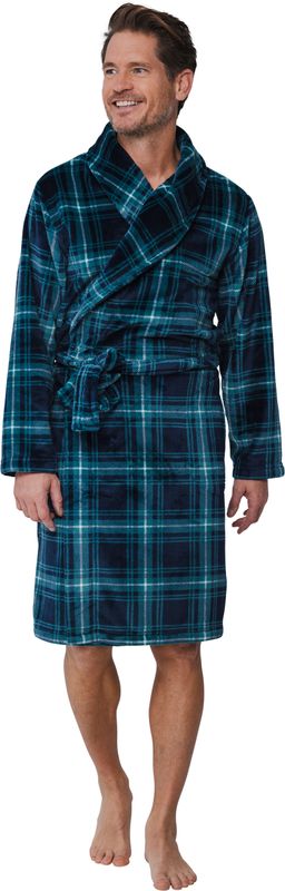 Pastunette badjas fleece - Blauw combinatie Pastunette badjas fleece - Blauw combinatie