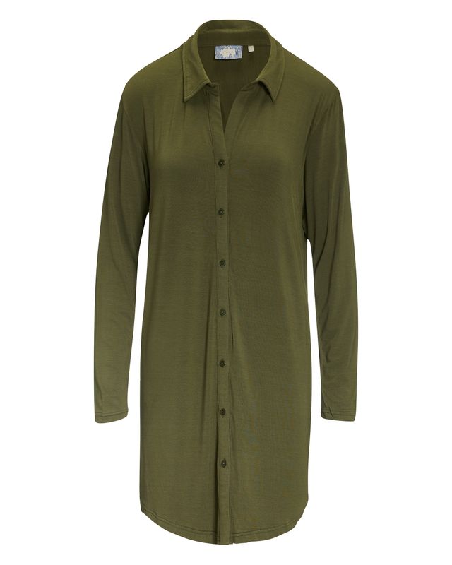 Essenza nachthemd doorknoop-Mosgroen Essenza nachthemd doorknoop-Mosgroen