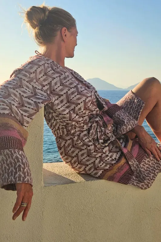 ZusenZomer-badjas - short Bordo combinatie