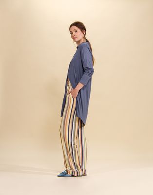 Essenza nachthemd doorknoop - bleu/antraciet