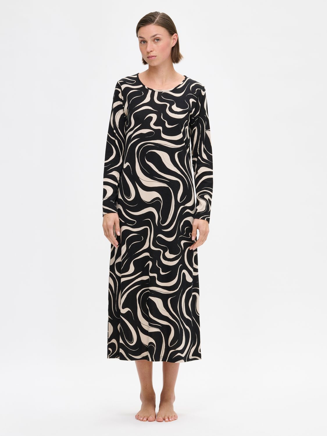 Nanso nachthemd / homedress - zwart beige