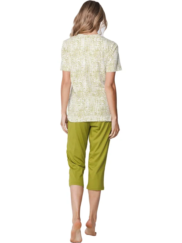Pastunette pyjama - olijf green - capri broek