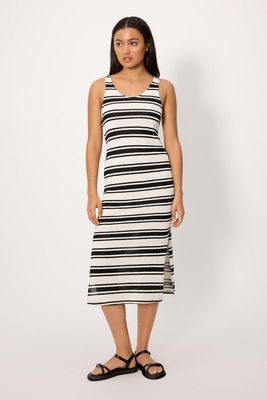 Ysabel Mora jurkje ecru/zwart gestreep