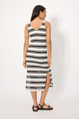 Ysabel Mora jurkje ecru/zwart gestreep