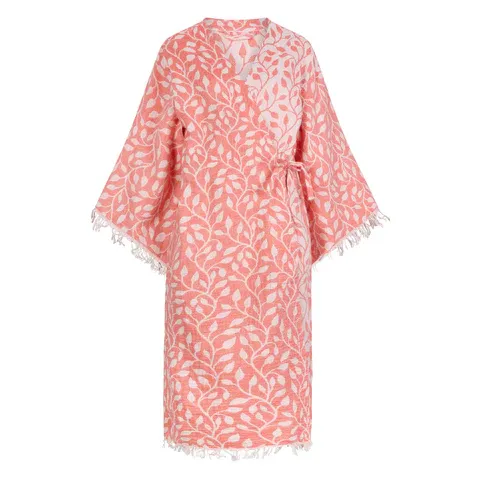 ZusenZomer kimonodress-leaf- koraal