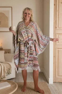 ZusenZomer kimonodress - Bruin combinatie