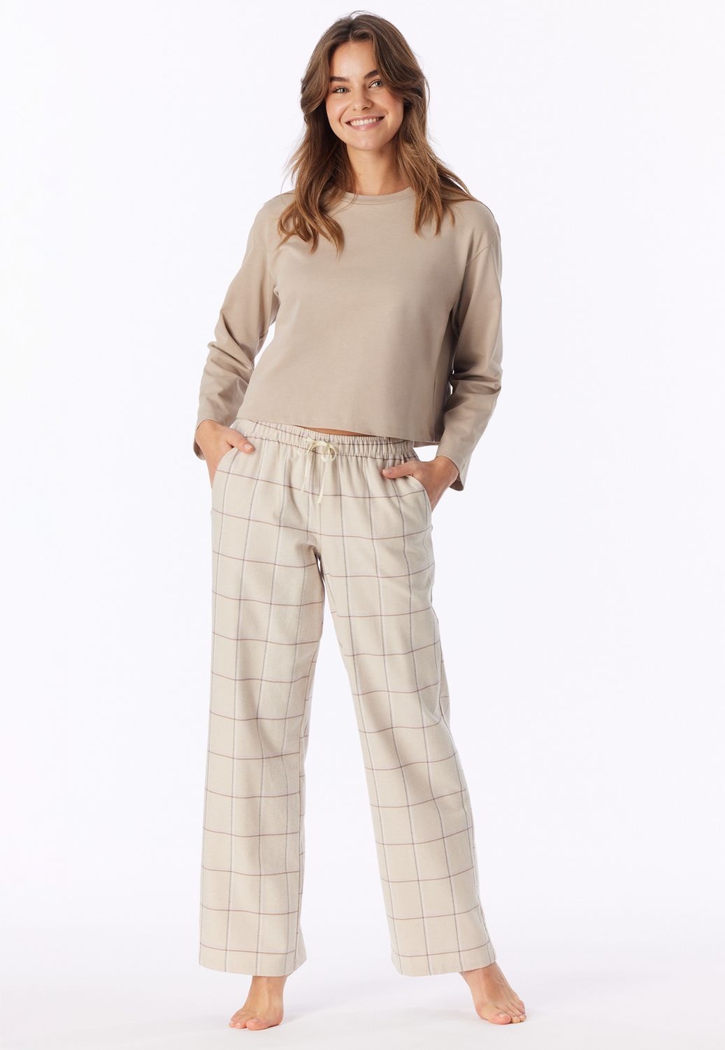 Schiesser flannel broek - multi beige