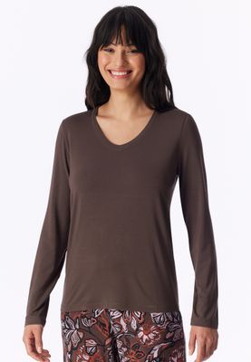 Schiesser t-shirt lange mouw -Donker bruin
