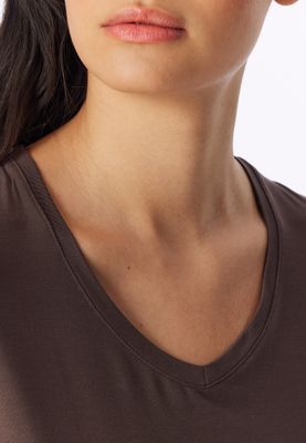 Schiesser t-shirt lange mouw -Donker bruin