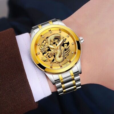 Gold Dragon Watch in Stainless Steel